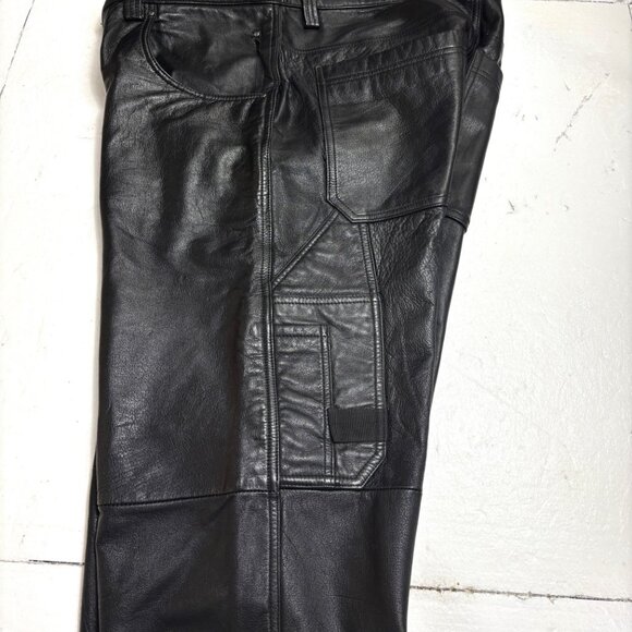 Wilson Leather M. Julian Pants Blk Moto Biker Pants 36 X 33 Vintage - Picture 3 of 15
